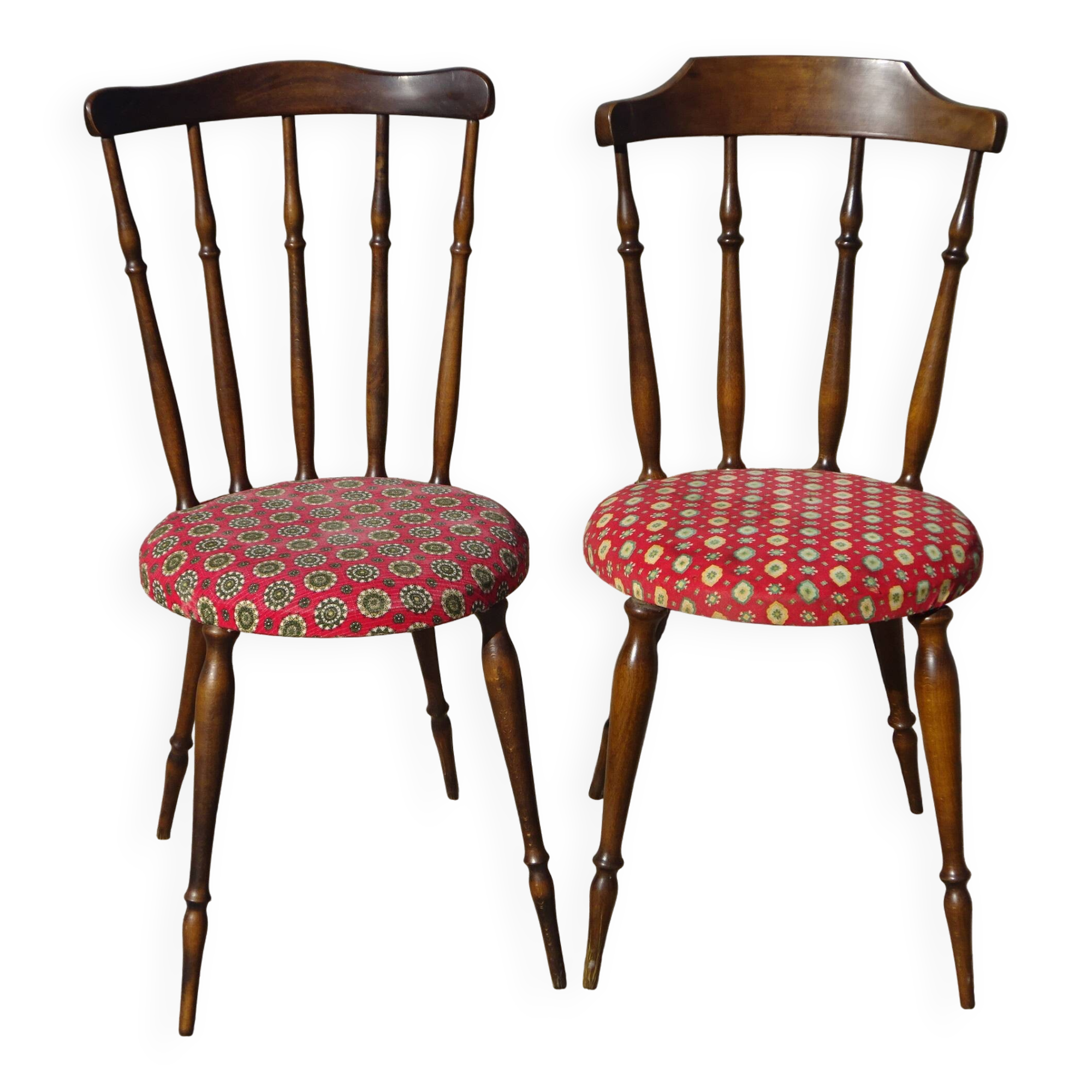Chaises vintage, pieds compas, les 2