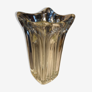 Vase verre moulé épais, années 50