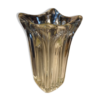 Thick molded glass vase, 50s