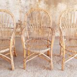 Three vintage rattan chairs