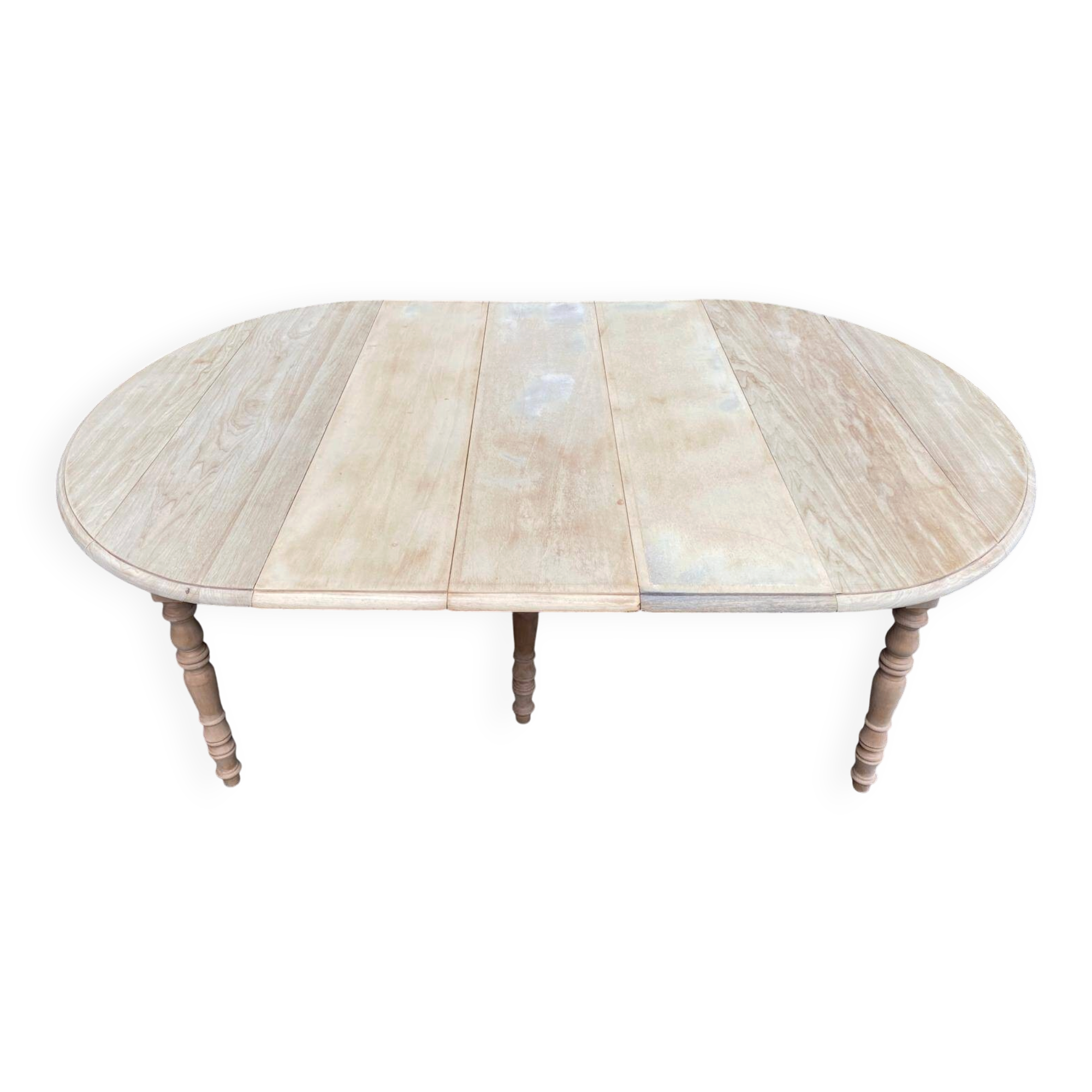 Table à manger ronde extensible Louis Philippe à volets rénovée 3 rallonges