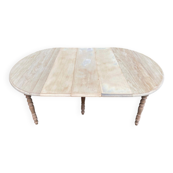 Table à manger ronde extensible Louis Philippe à volets rénovée 3 rallonges