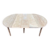 Table à manger ronde extensible Louis Philippe à volets rénovée 3 rallonges