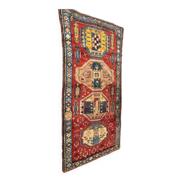 Vintage Caucasian Kazak carpet handmade USSR 1950 - wool on wool 255x120
