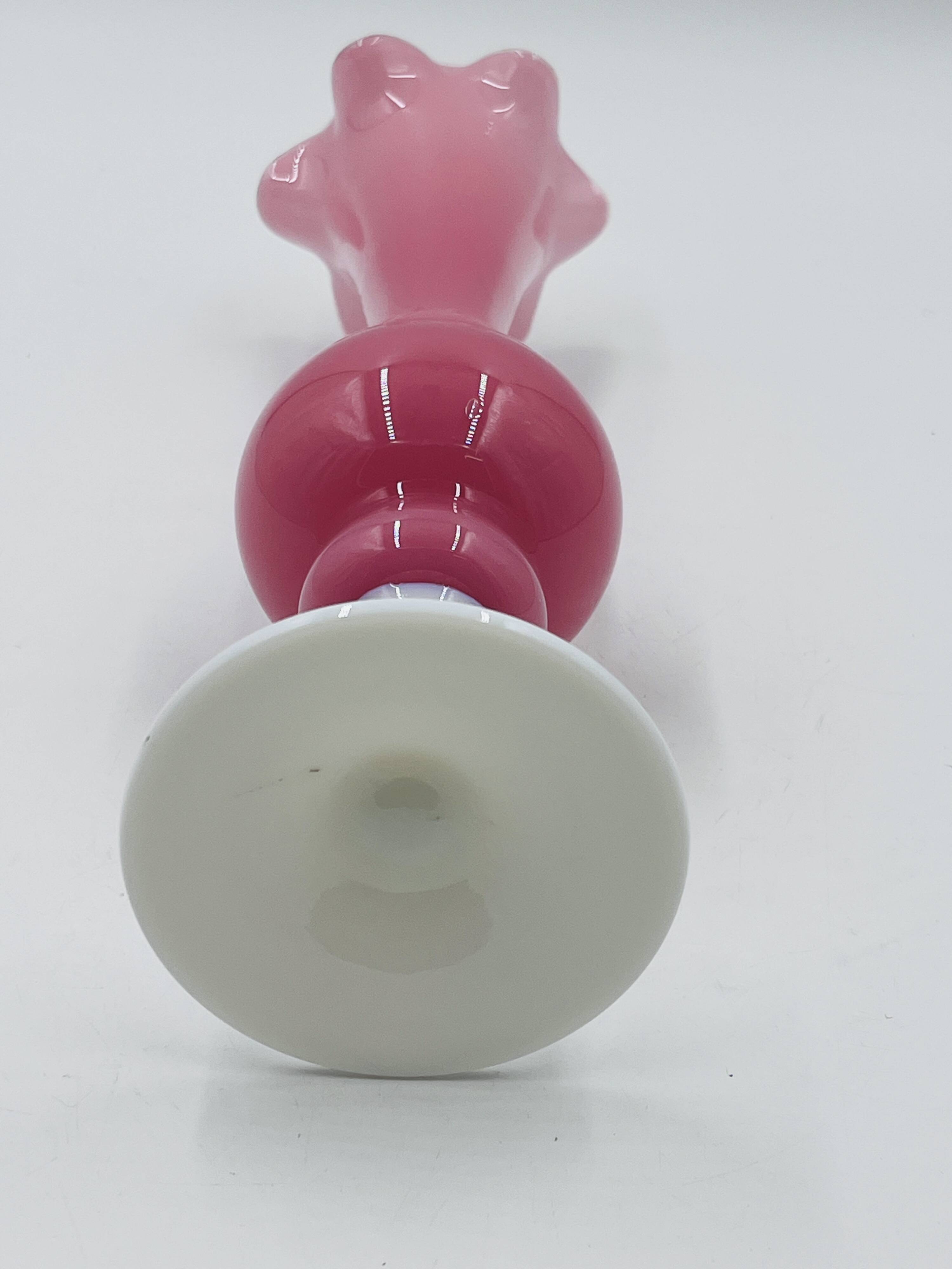 Pink and white opaline vase 31 cm
