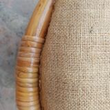 Rattan pouf burlap