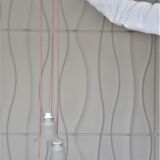 Vintage chandelier 3 pendants with glass tulip lampshades and pink cord