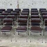 Series of 42 civic chairs year 1970 stackable chrome and skai
