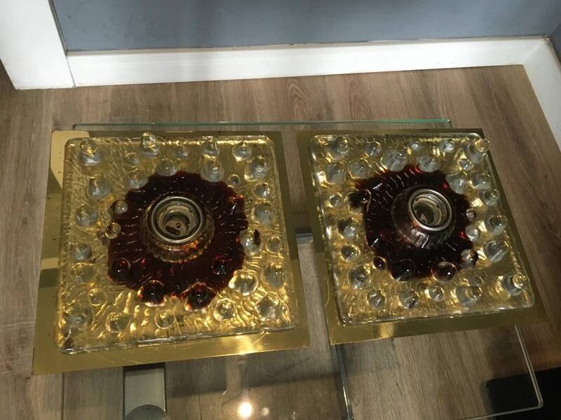 Pair Vintage Solken Leuchten Wall Sconces Mazzega Murano Glass 1960s