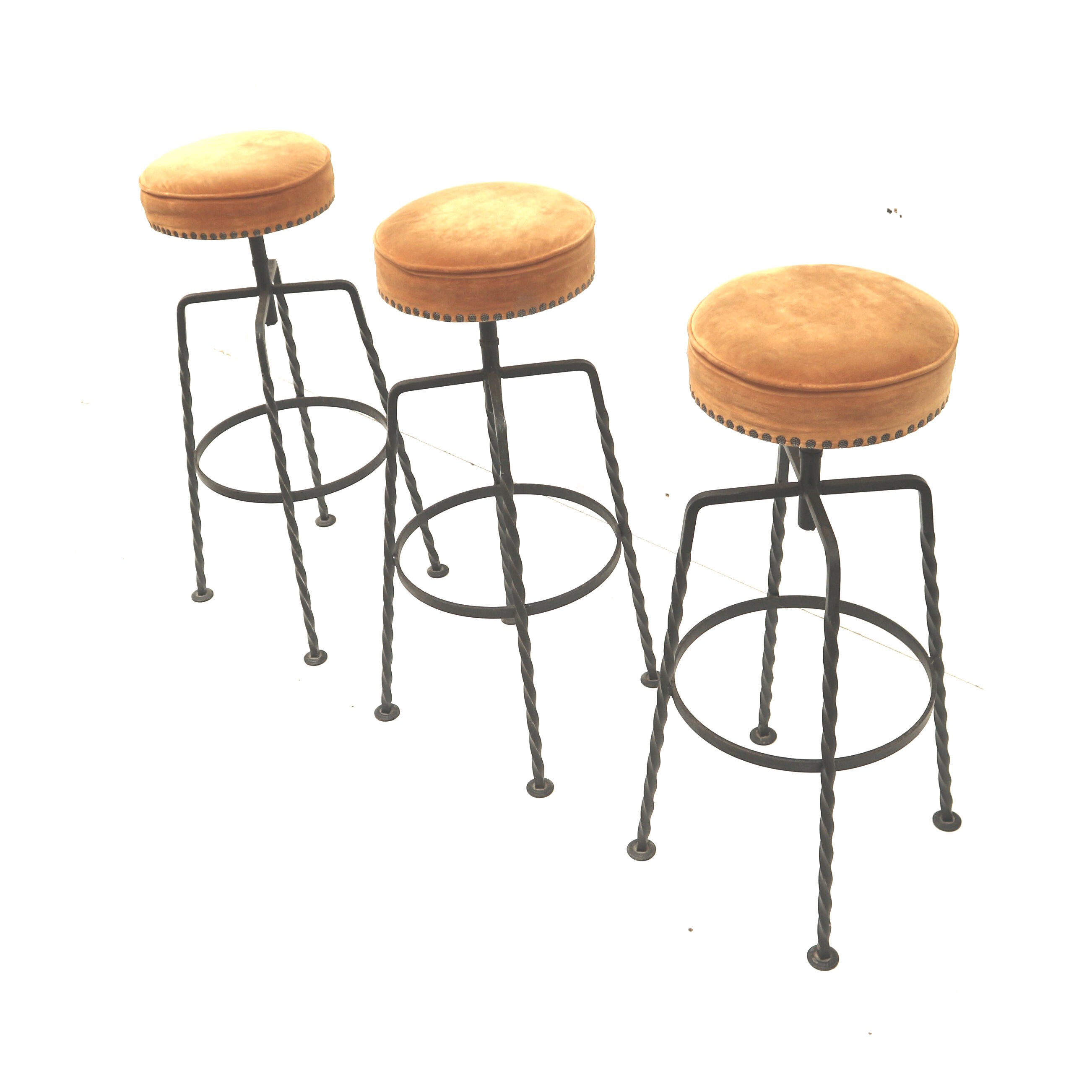 Set of six cast iron bar stools 1970s
