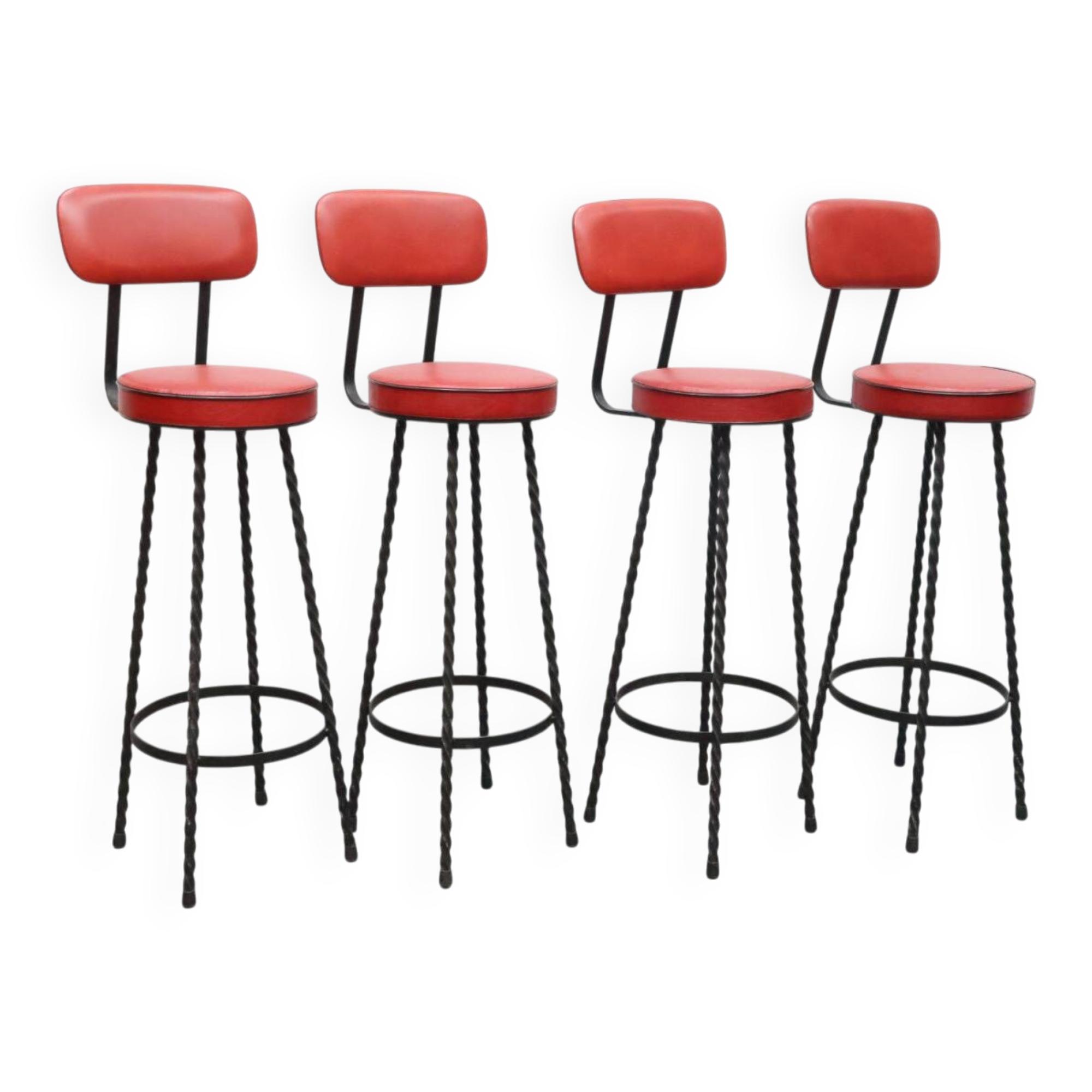 Set barkrukken gietijzer rood skai