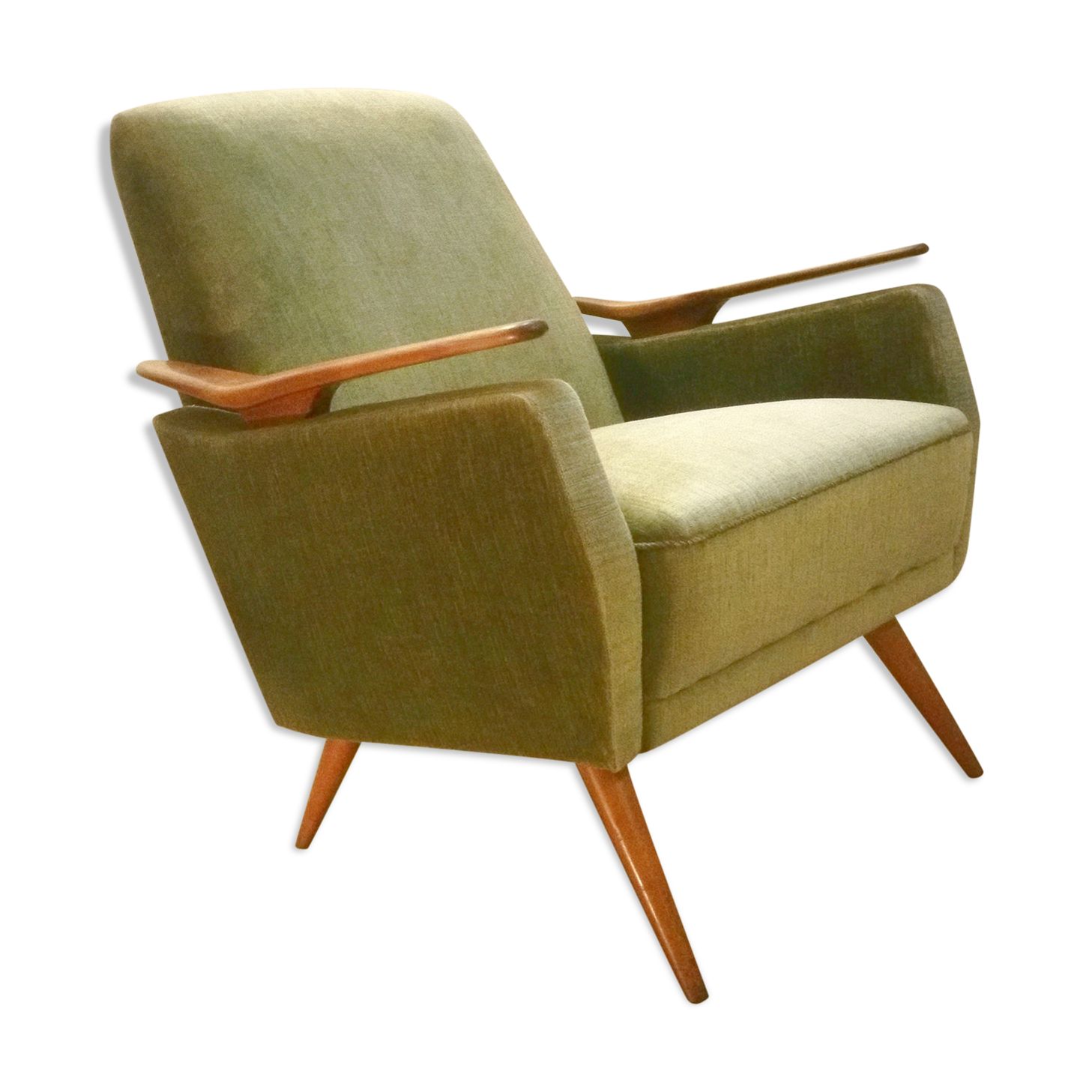 Club Chair fabric with armrests teak 50s 60s