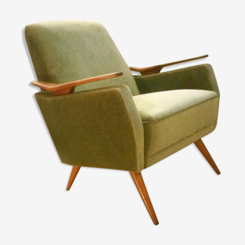 Club Chair fabric with armrests teak 50s 60s