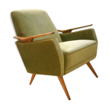 Club Chair fabric with armrests teak 50s 60s