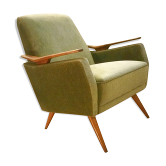 Club Chair fabric with armrests teak 50s 60s