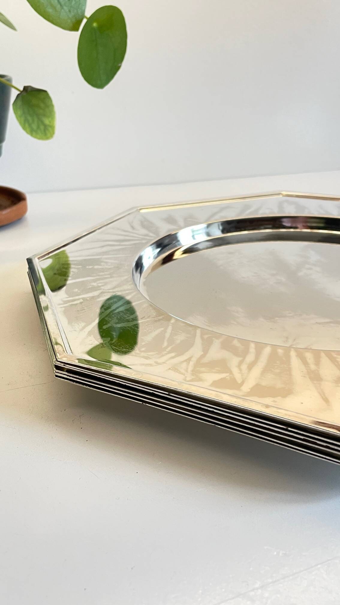 6 Vintage Silver-Plated Metal Plates and Dishes