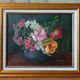Canvas, flower painting and gold frame