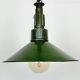 Industrial green enamel military pendant lamp with cast aluminium top, 1960s