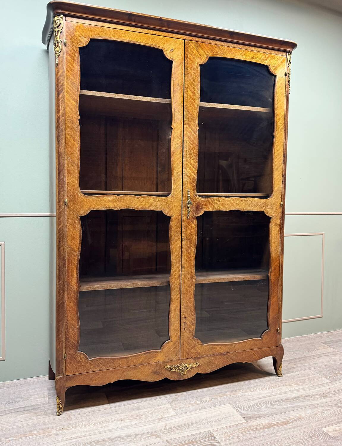 Louis xv style marquetry glass bookcase xix eme century