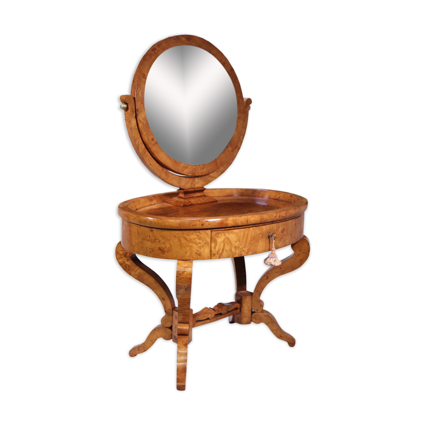 Antique swedish biedermeier dressing table in satin birch 1880