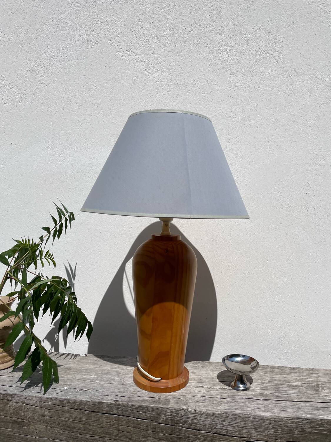 Large wooden lamp from IKEA, vintage design, 1980s