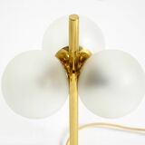 1960s Space Age brass table lamp by Kaiser Leuchten  with 3 glass globes