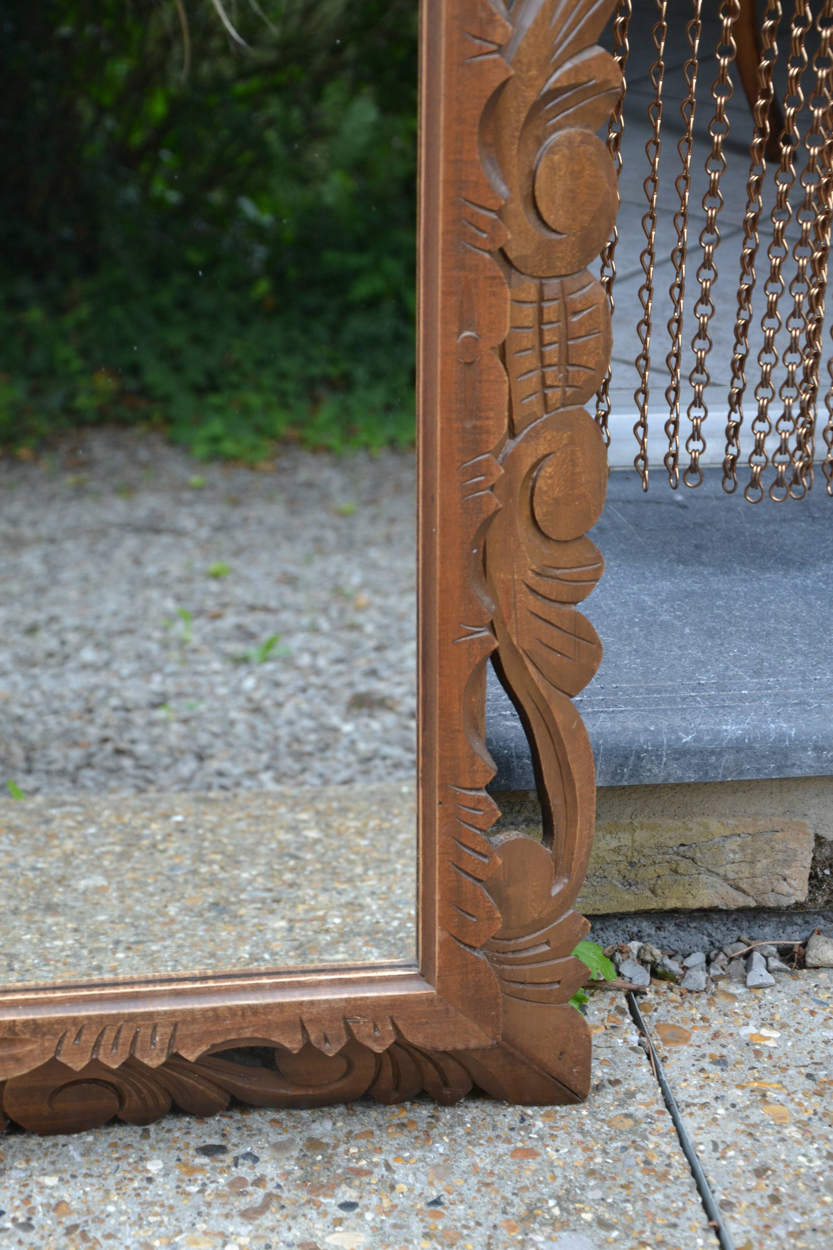 Old large carved wooden mirror 62/93