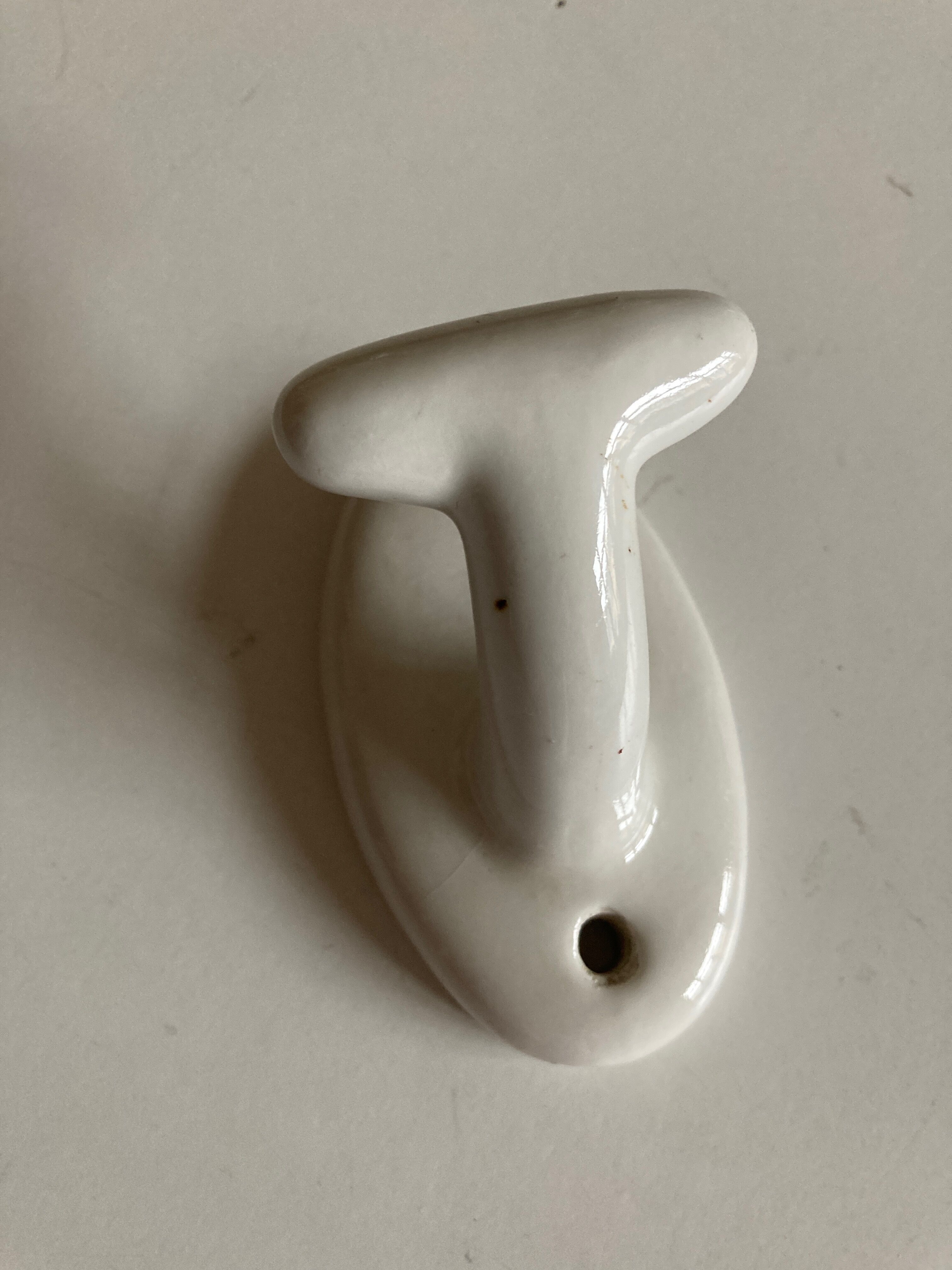 White ceramic bathroom hook 1960s