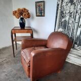 Leather club armchair, art deco