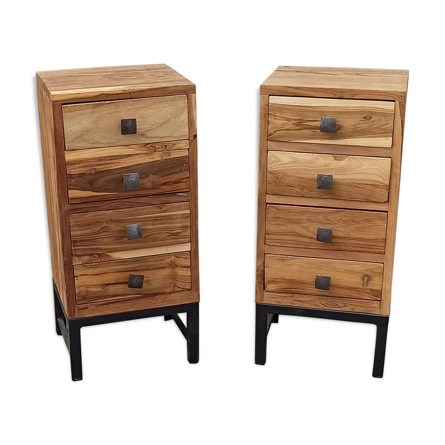 Pair of acacia bedside tables