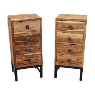 Paire de chevets en acacia