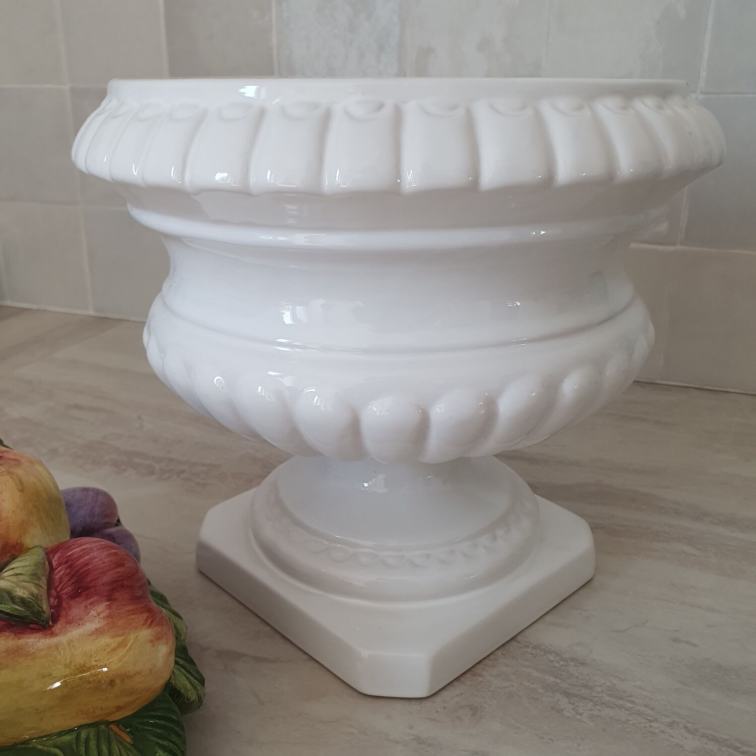 Medici vase and slipware fruit composition