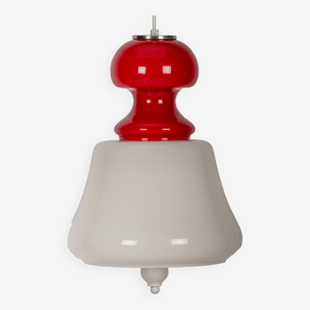 White and red space age pendant lamp