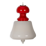 White and red space age pendant lamp