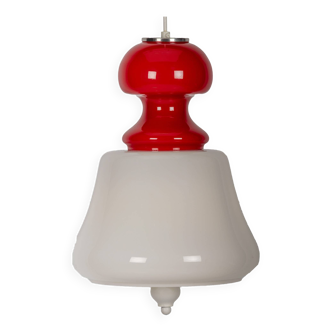 White and red space age pendant lamp