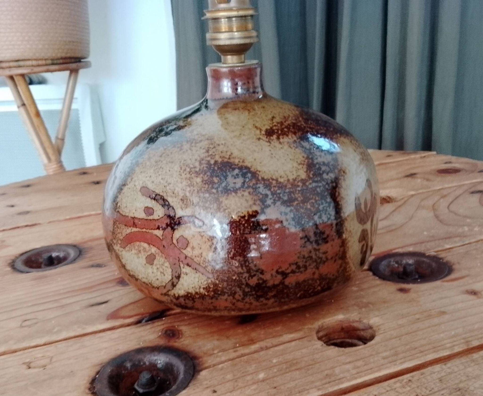 Valérien Taber Vallauris vintage stoneware lamp