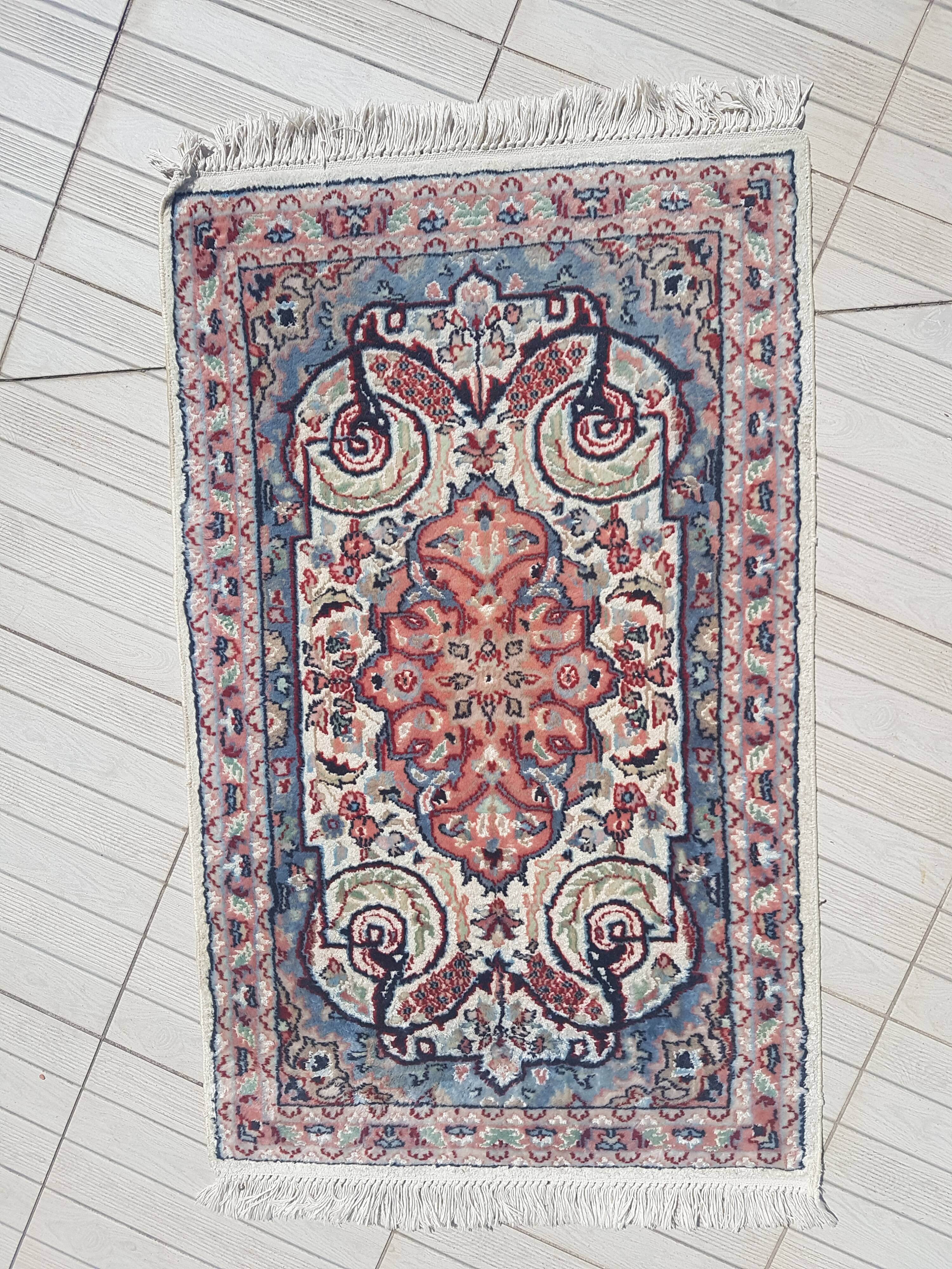 Iranian silk carpet handmade 76x131cm