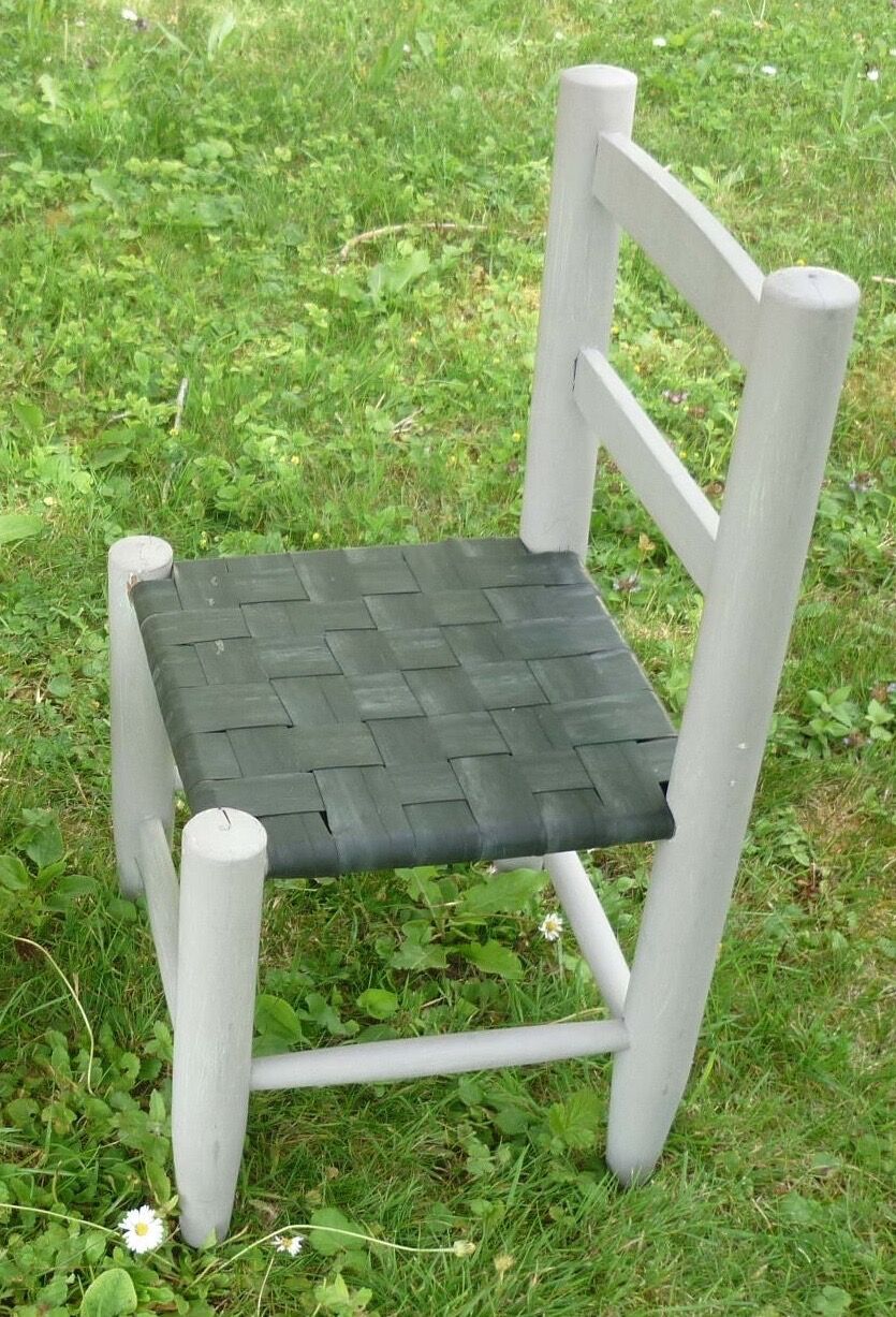 Wooden children's chair and seating in recycled air chamber