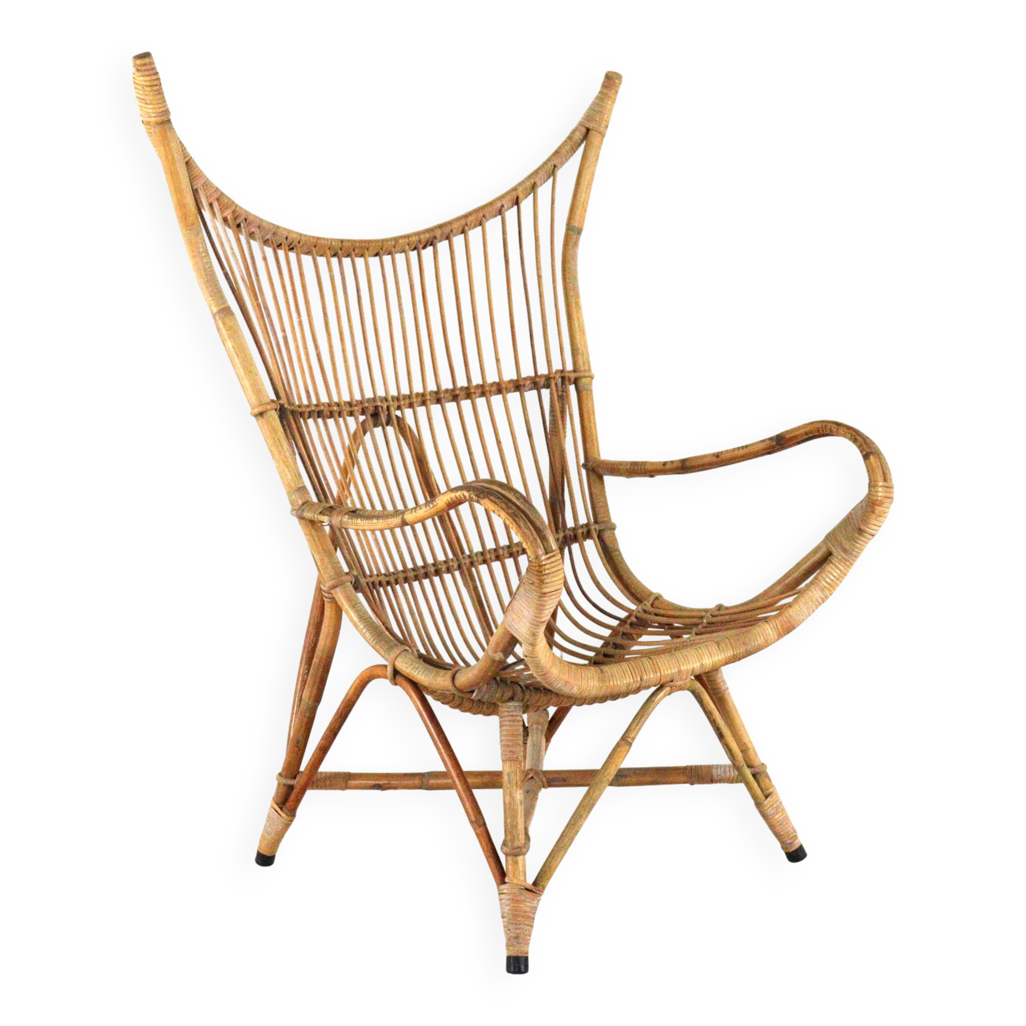 Rattan Armchair XL - mid century modern - japandi - very rare model