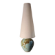large glazed blue green ceramic lamp signed palm tree 1970, h75x20 light trace lampshade