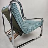 Set of 2 Italian chairs in chrome frame and completely reupholstered