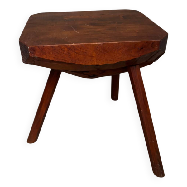 Tabouret brutaliste chêne massif type Mobichalet