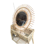 Large rattan sun mirror circa 1960 72 cm in diameter