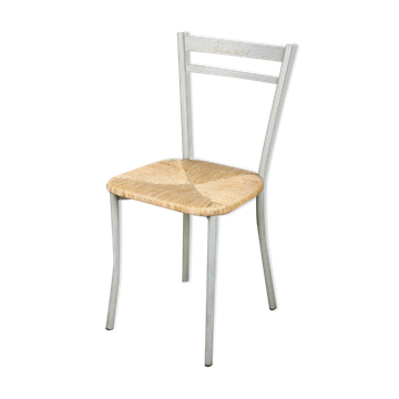 Vintage italian straw and metal chair