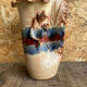 Vintage Beige Glazed Terracotta Vase with Relief Flower Decoration
