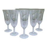 5 champagne flutes decorated with engraved ears