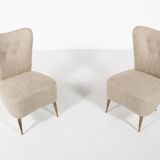 Mid-Century Modern Pair of Beige Italian Chairs, 1950s