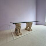 Lion stone pillar coffee table