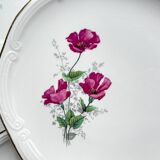 Vintage dessert service for 8 people in Gien porcelain from France, Elegance model, floral motif