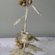 Candlestick for 3 candles, aged whitewashed metal, shabby chic
